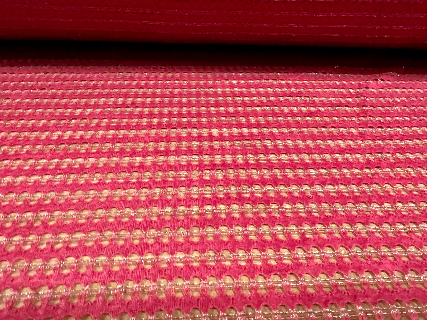 Metallic crochet knitwear jersey fabric, per metre - raspberry wine & silver