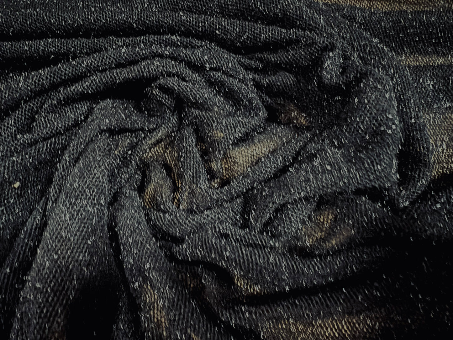 Stretch spandex crepe mesh net fabric, per metre - black sparkle