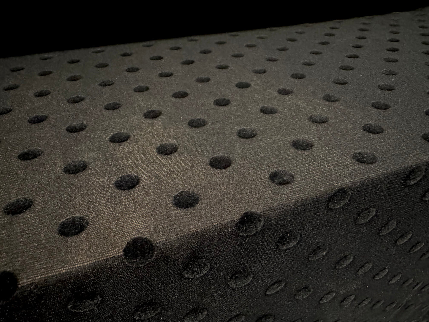 Power mesh net stretch spandex fabric, per metre - Flocked spot print - black