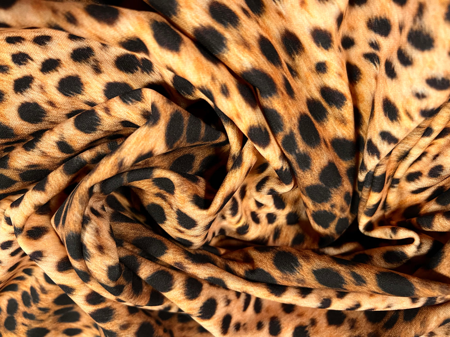 Scuba crepe fabric stretch spandex jersey, per metre - cheetah animal print