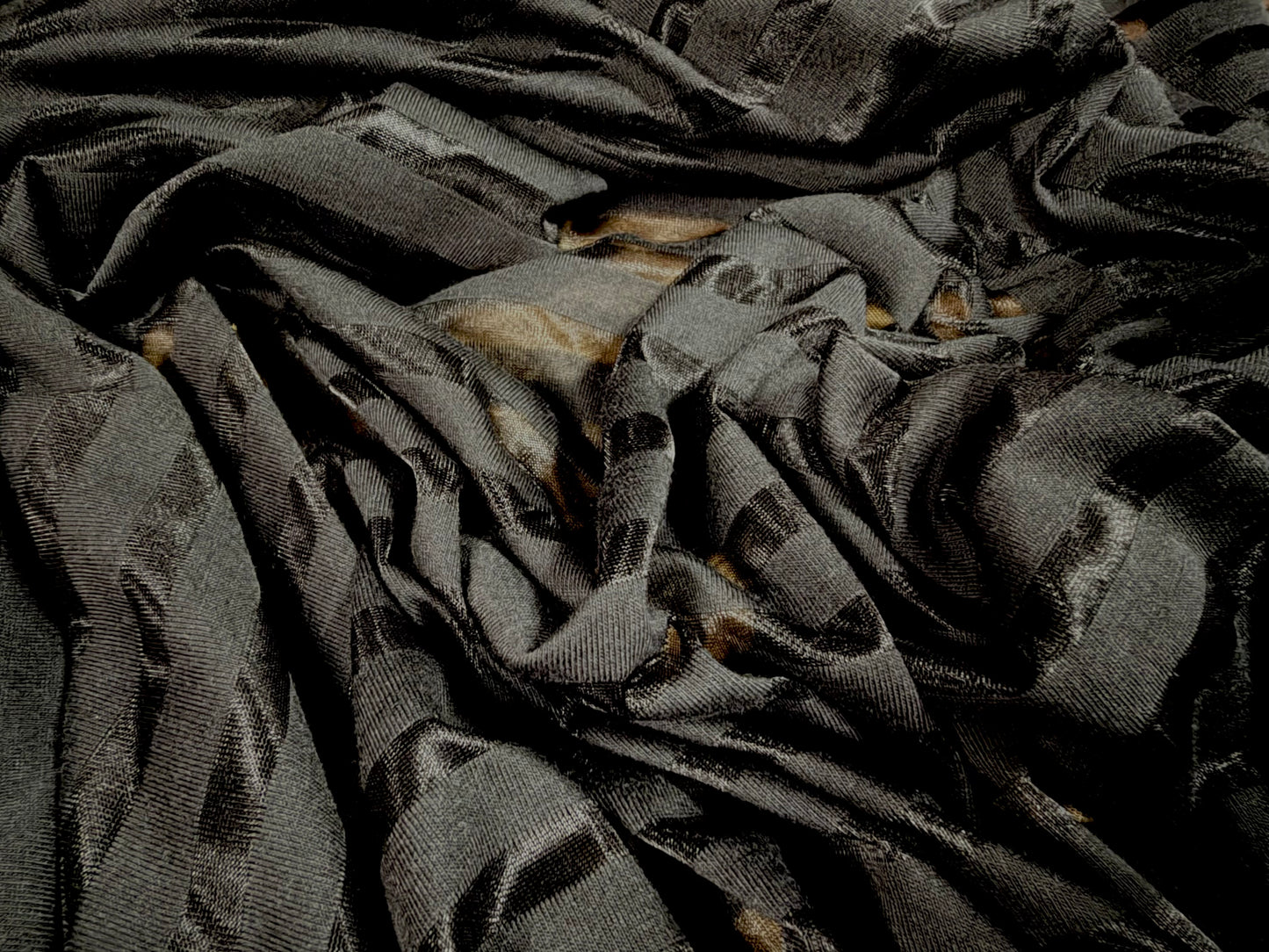 Lightweight single jersey fabric, per metre - burnout stripe - black