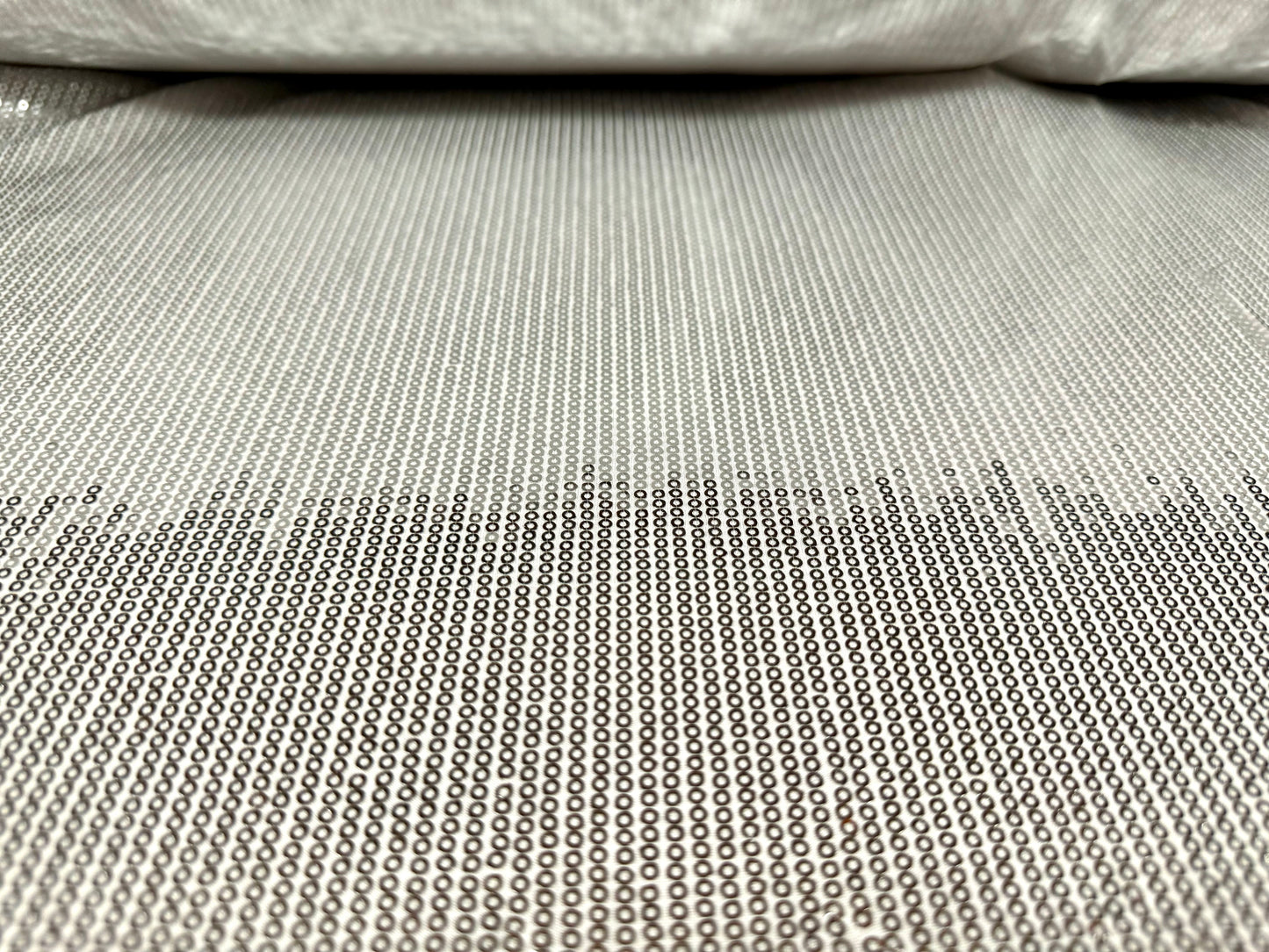 Couture dress fabric with sequins, per metre - silver on white