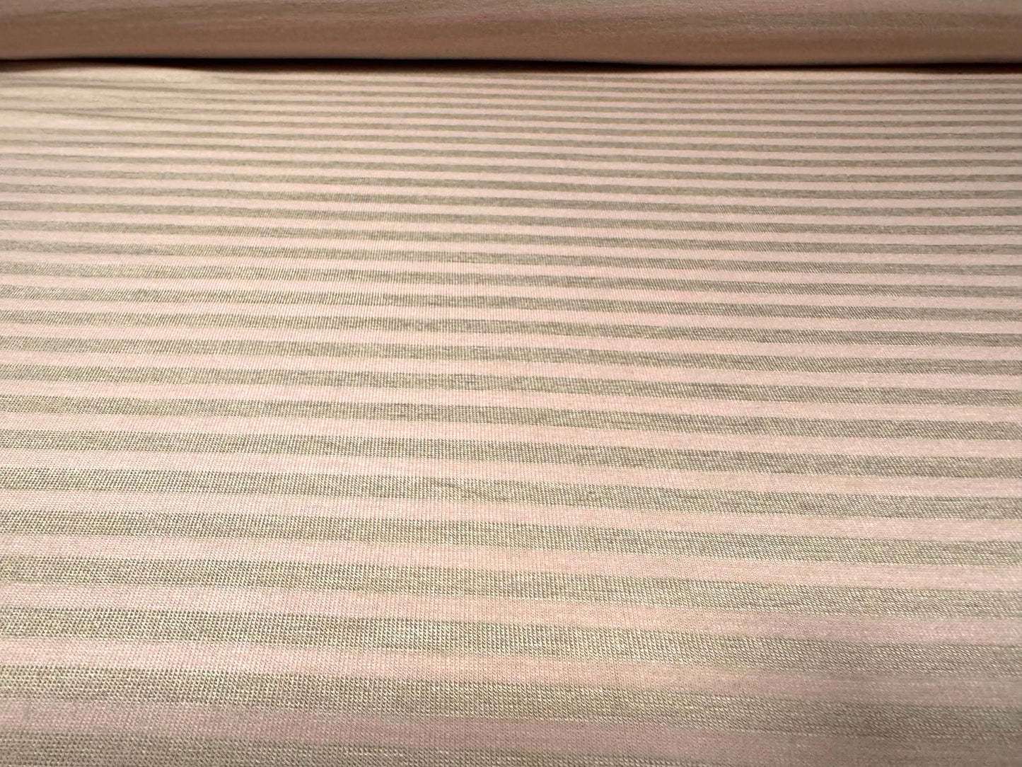 Viscose spandex stretch single jersey fabric, per metre - stripe - rose & stone