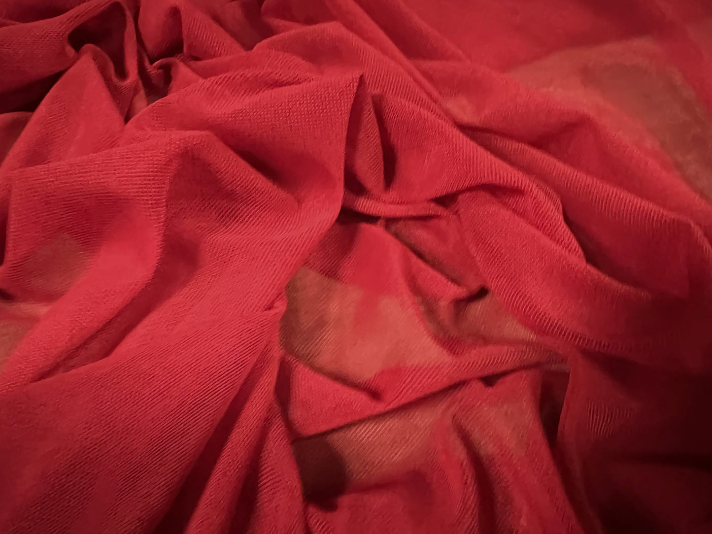 Power mesh net stretch spandex fabric, per metre - plain - carmine red