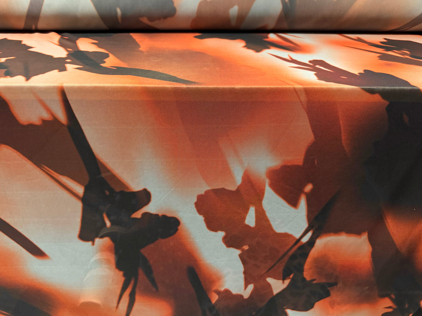 Power mesh net stretch spandex fabric, per metre - sunset silhouette
