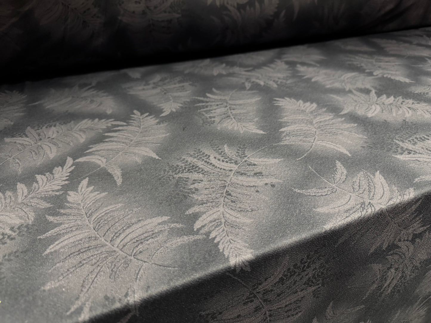 Valentino spandex stretch crepe jersey fabric, per metre - fern leaf print - grey