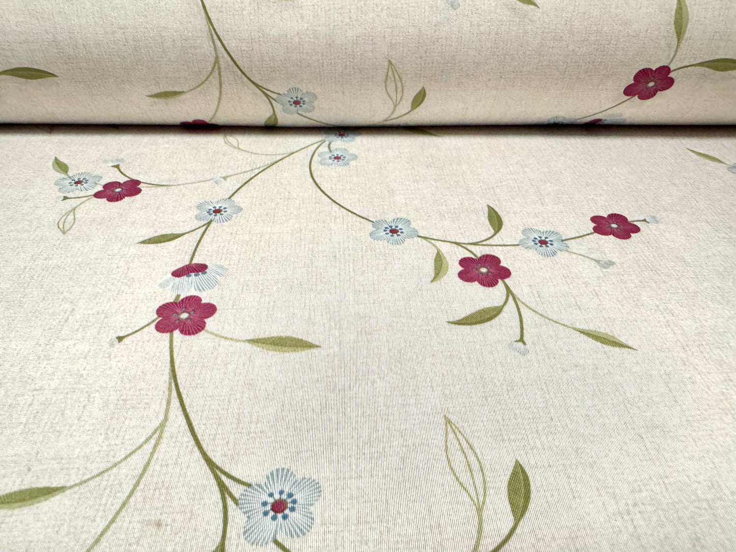 Soft touch stretch spandex single jersey fabric, per metre - flower print - parchment