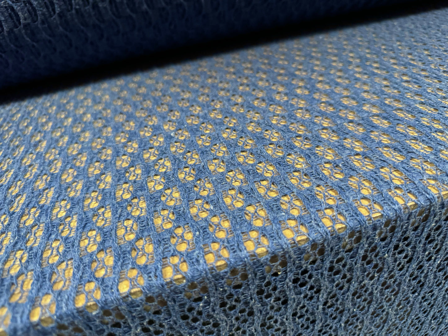 Soft crochet knit fabric, per metre - Air Force Blue