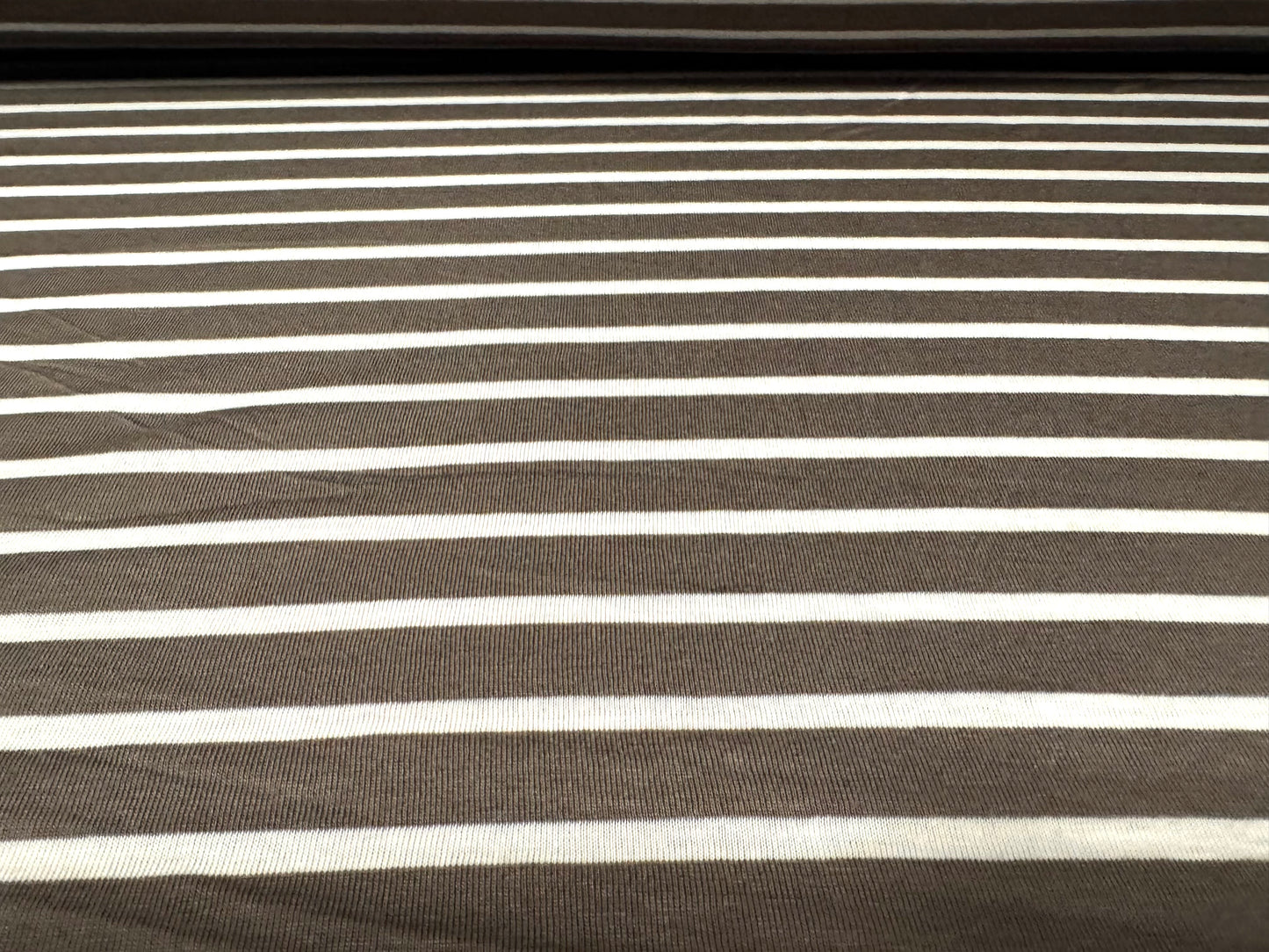 Viscose single jersey fashion fabric, per metre - stripe - taupe & ivory