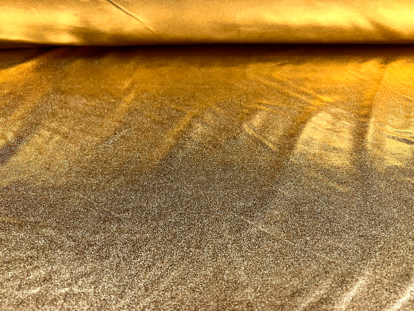 Metallic lamé stretch spandex jersey fabric, per metre - plain - gold