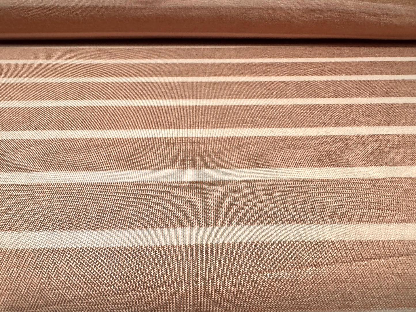 Viscose spandex stretch single jersey fabric, per metre - stripe - shades of nude