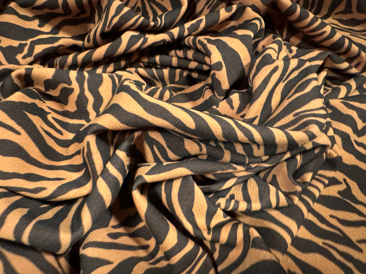 Scuba textured ‘Liverpool’ stretch spandex jersey fabric, per metre - zebra print - jasper orange