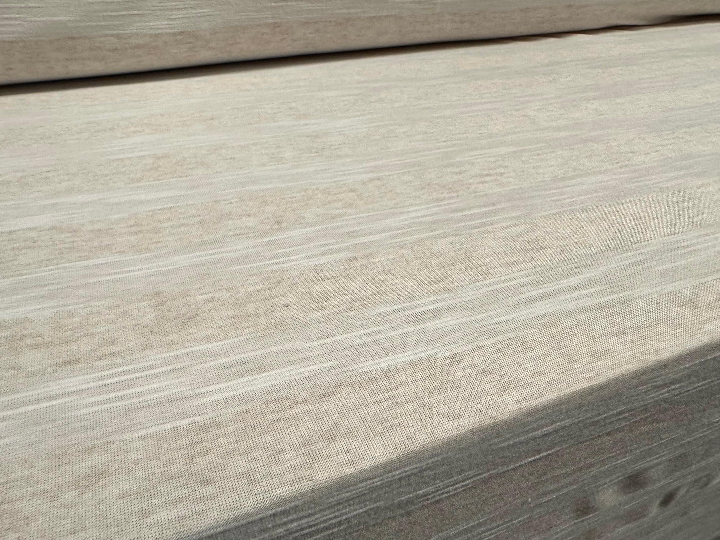 Soft handle single jersey fabric, per metre - slub stripe - oatmeal & ivory