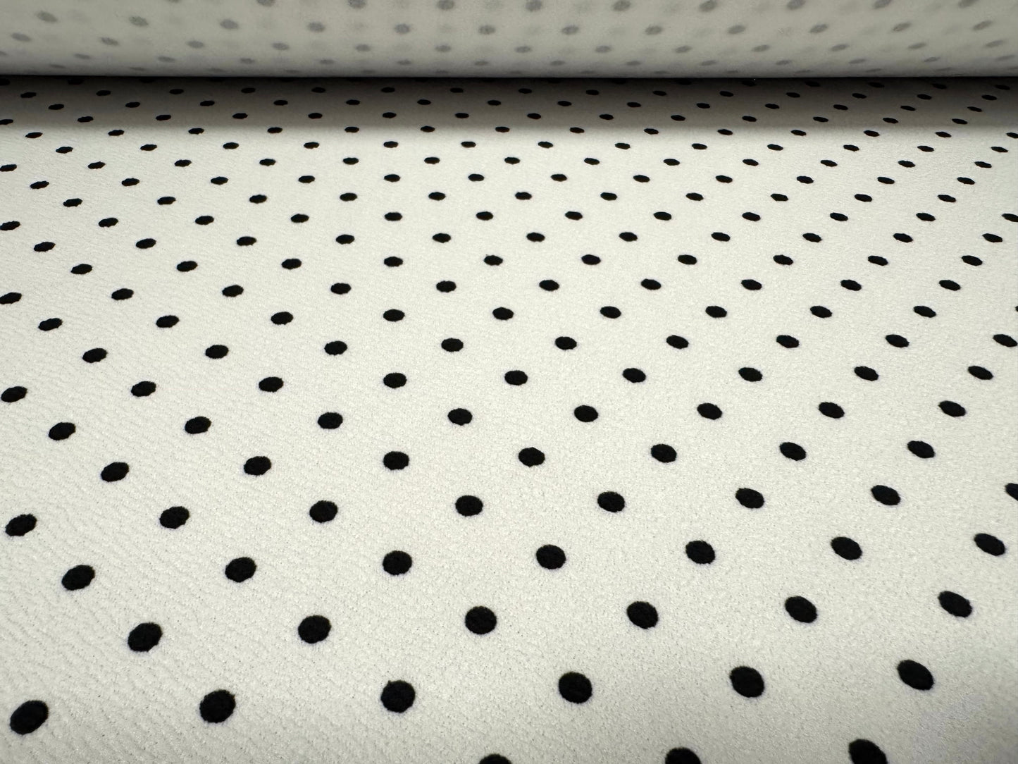 ‘Liverpool’ scuba stretch spandex double jersey fabric, per metre - polka dot print - white & black