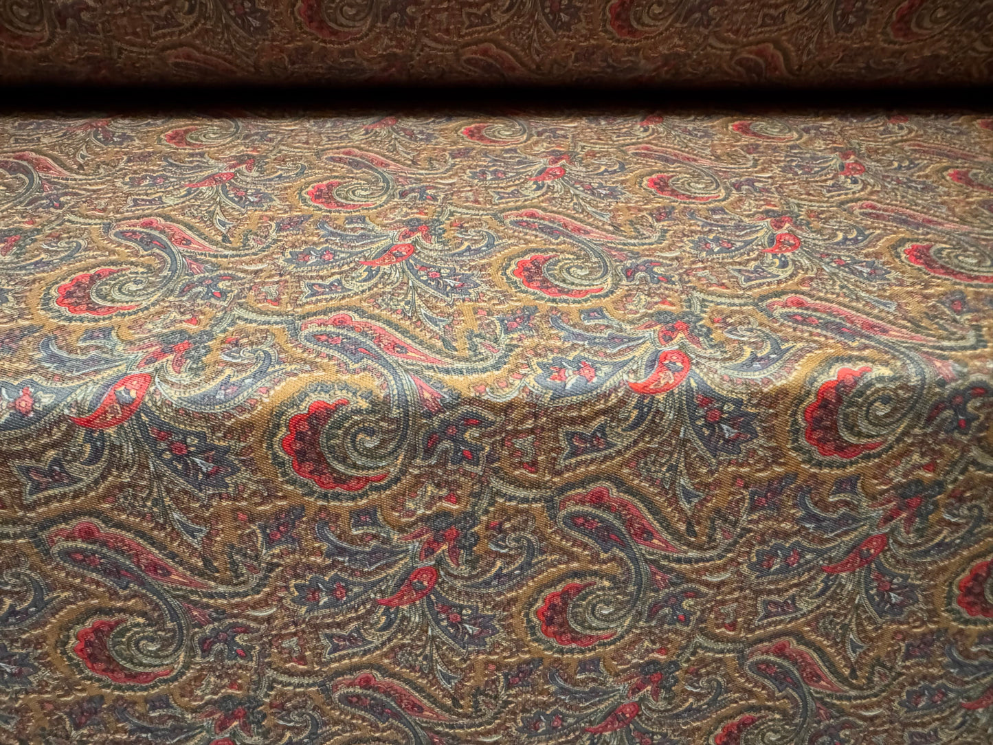 Piqué double jersey fabric, per metre - paisley print - brown & red