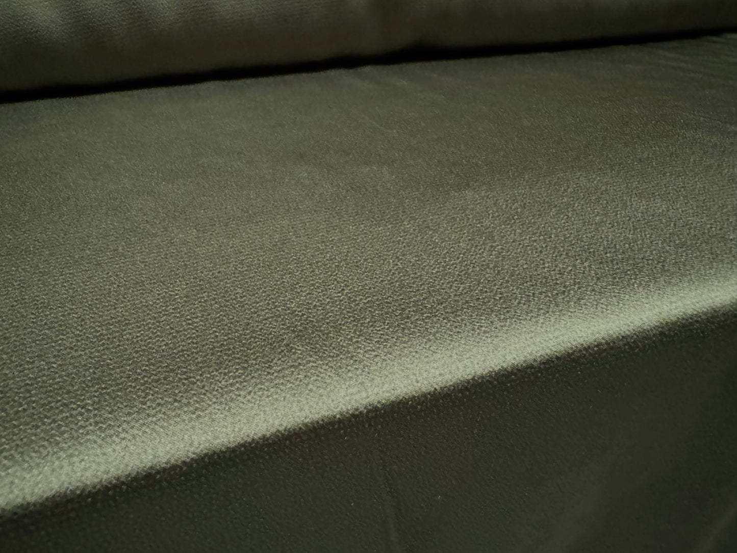 Sateen woven dress fabric with spandex, per metre - plain - olive green