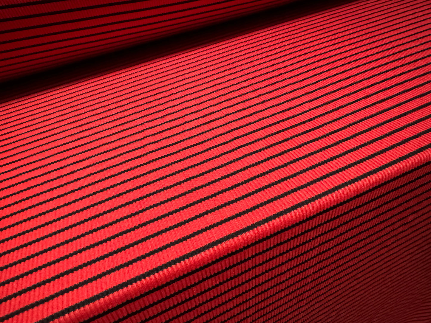 Stretch Spandex rib jersey fabric, per metre - stripe - red & black