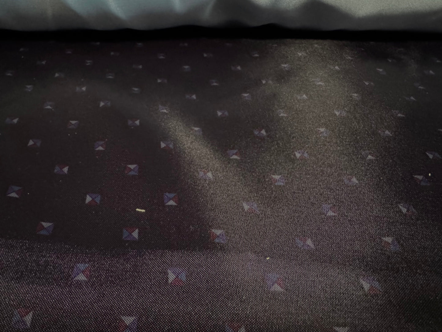 Silky satin woven dress fabric, per metre - motif print -midnight blue