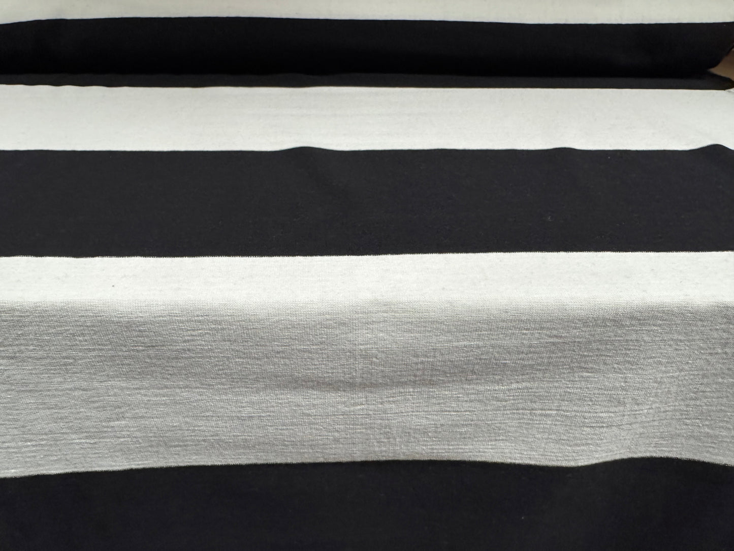 Cotton Knitwear rugby jersey fabric, per metre - stripe - black & white