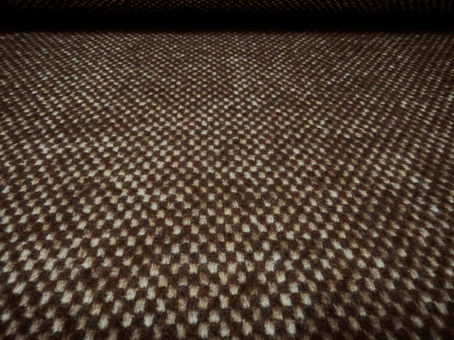 Heavyweight wool flannel fabric, per metre - birdseye - brown