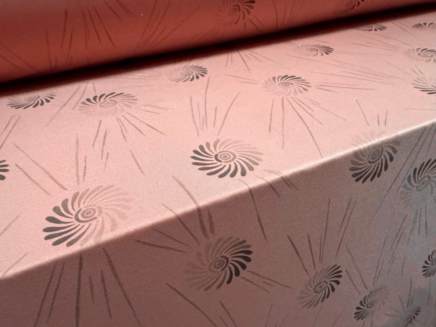 ITY stretch spandex single jersey fabric, per metre - flower circle print - pink