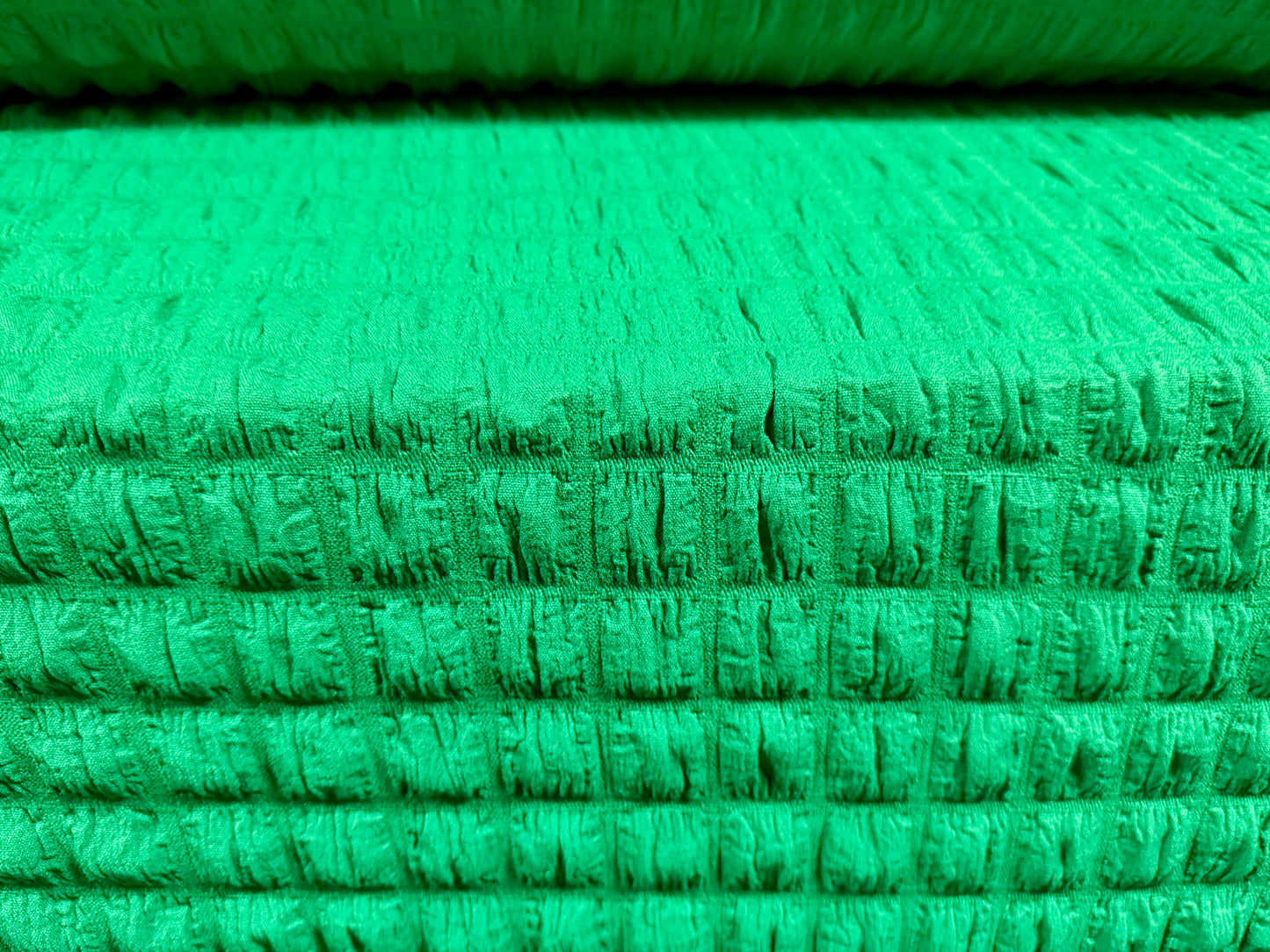 Stretch popcorn bubble jacquard fabric, per metre - emerald green