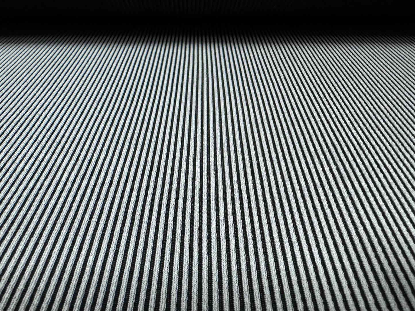 Stretch spandex rib fabric, per metre - pinstripe - pale blue & black