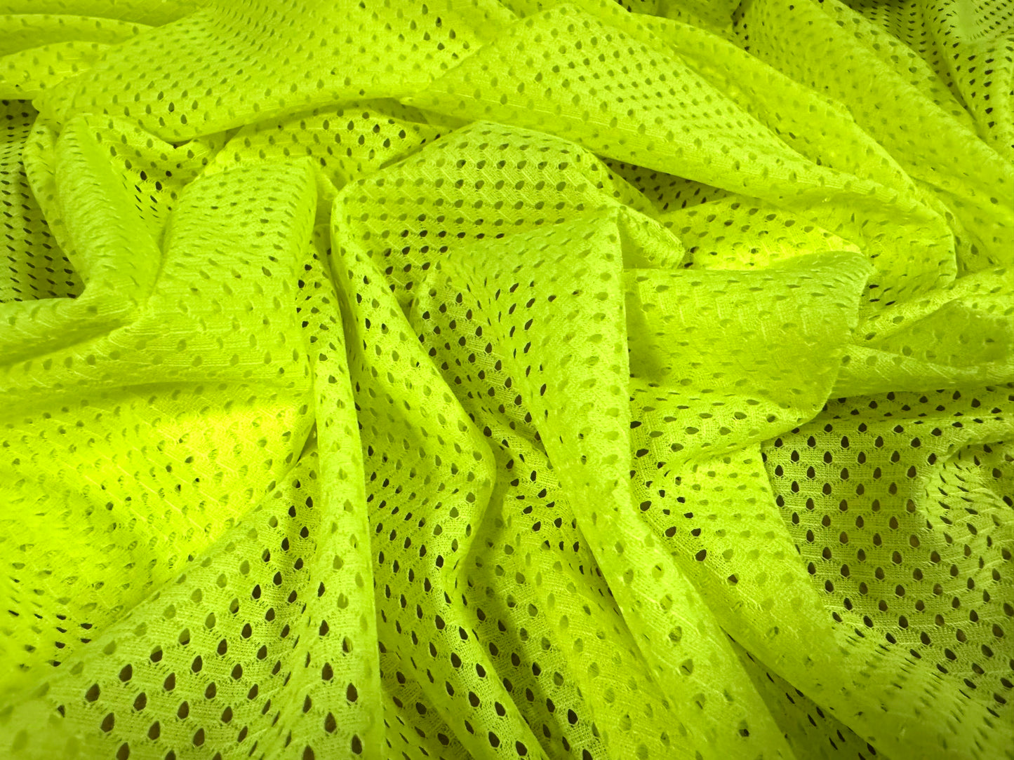 Airtex mesh eyelet fabric, per metre - plain - fluorescent yellow