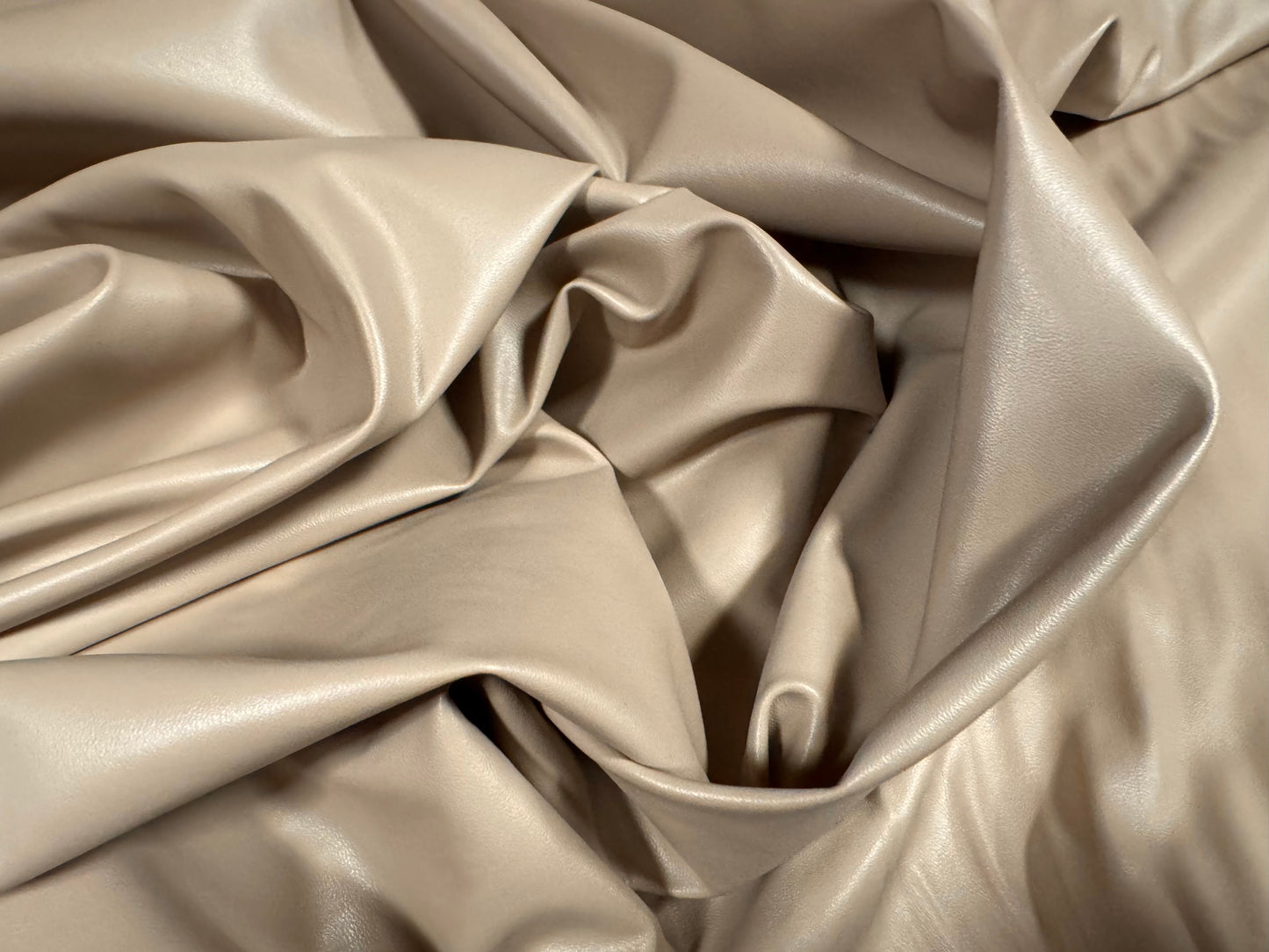 P.U. coated stretch spandex pvc jersey fabric, per metre - plain - matte buff
