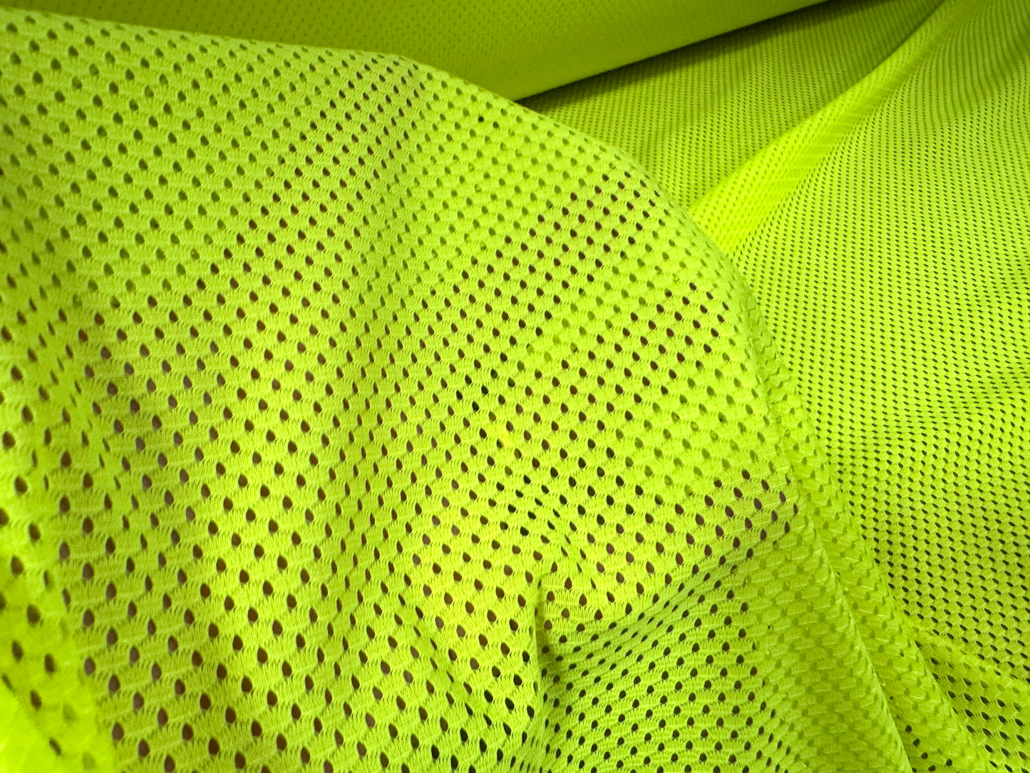 Airtex mesh eyelet fabric, per metre - plain - fluorescent yellow