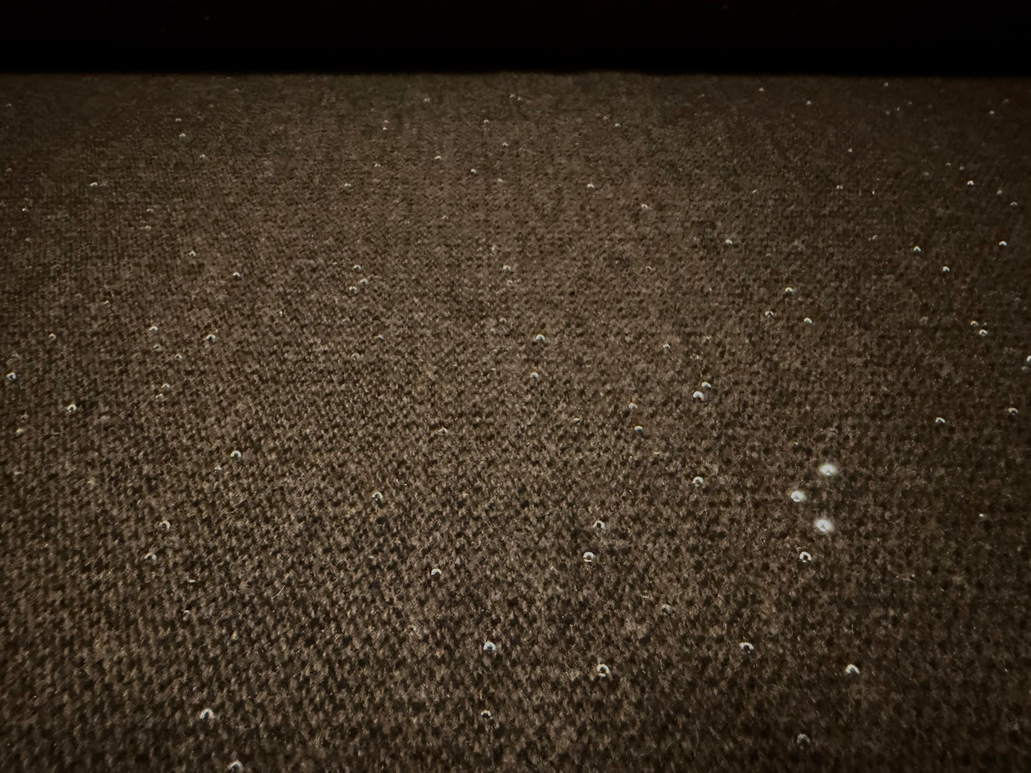 Wool tweed fabric with sequins, per metre - brown