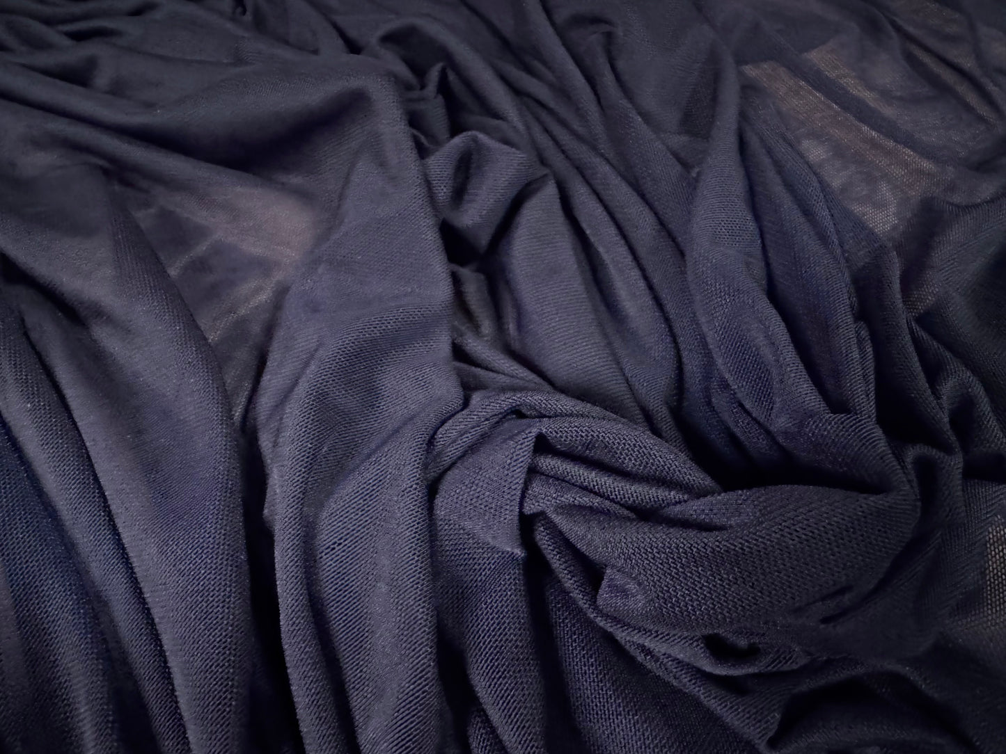 Power mesh net stretch spandex fabric, per metre - plain - navy blue