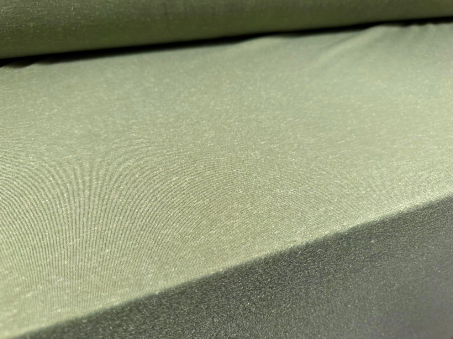 Soft handle single jersey fabric, per metre - fleck - sage green