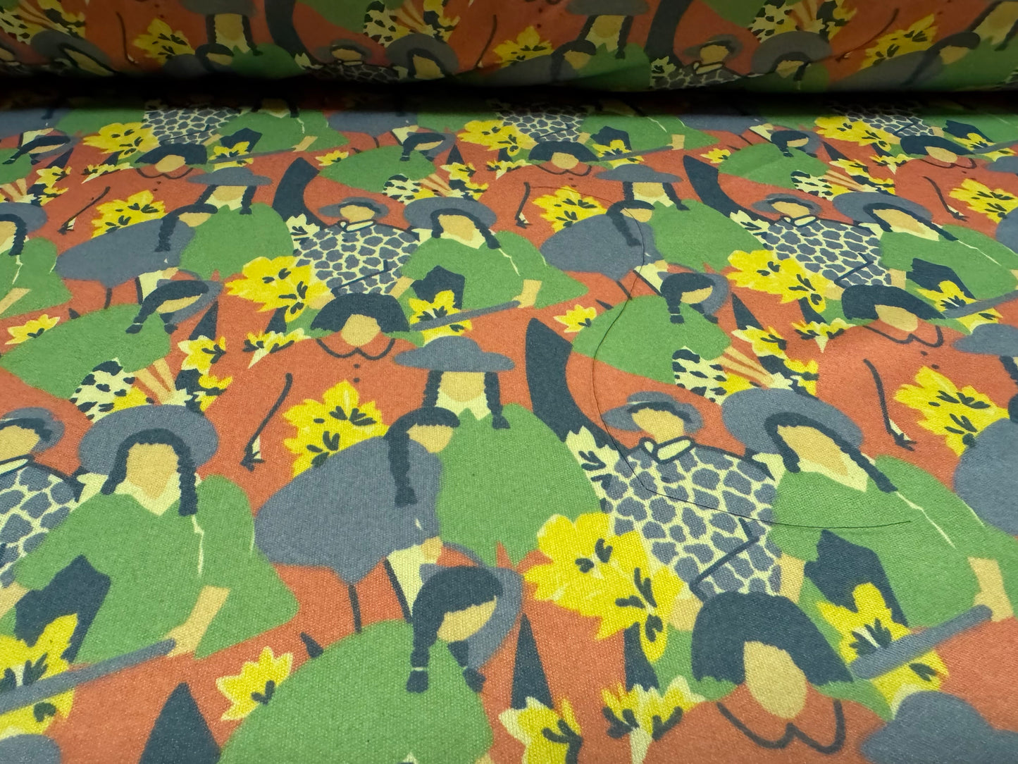 Single jersey fashion fabric, per metre - women and flowers print - multicolour