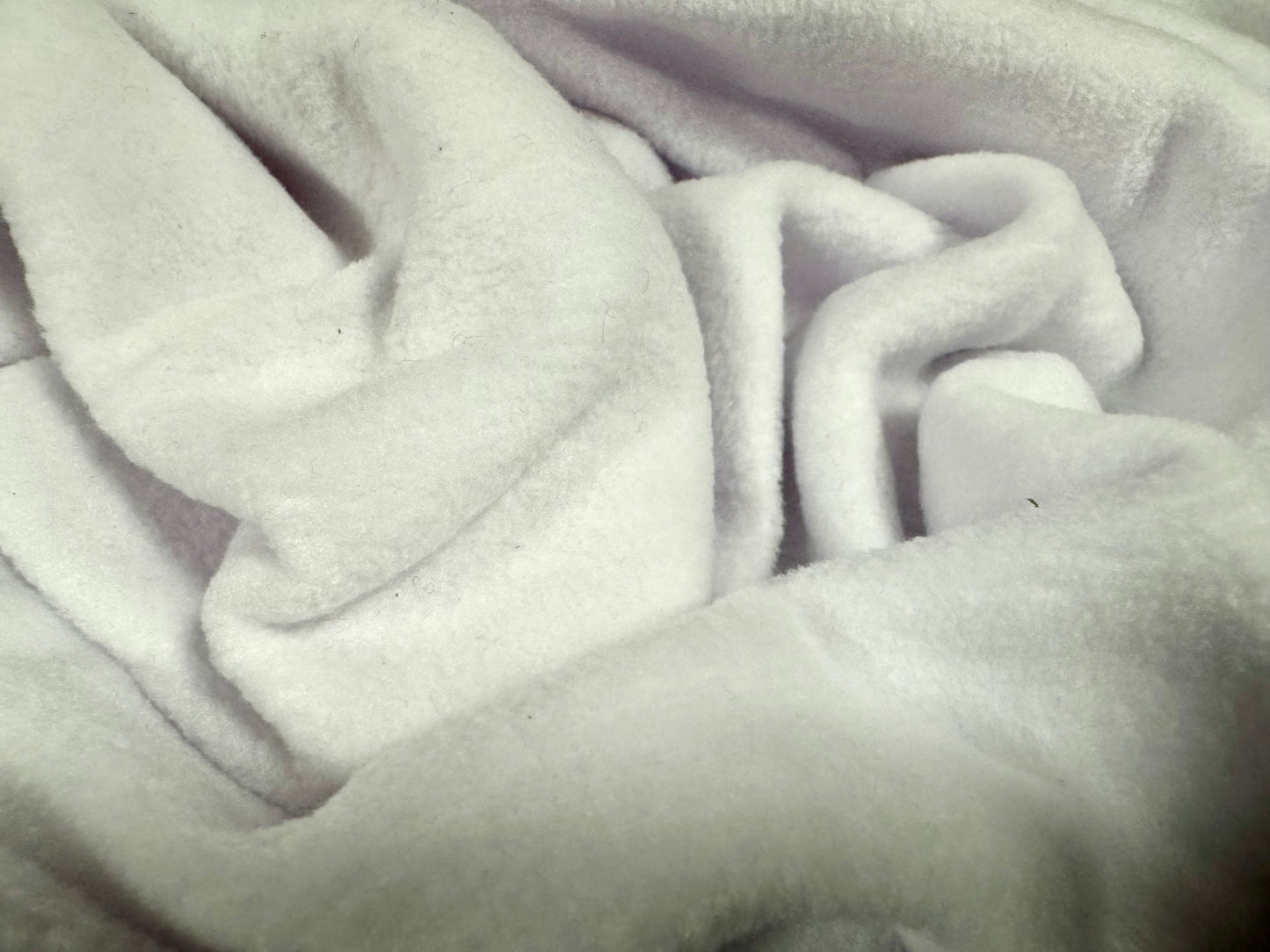 Polar fleece fabric, per metre - plain - white