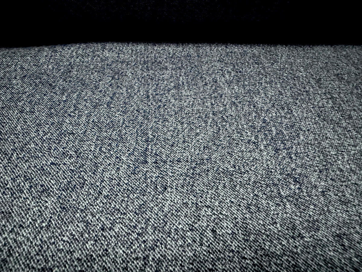 Wool tweed suiting fabric, per metre - salt & pepper melange - denim blue