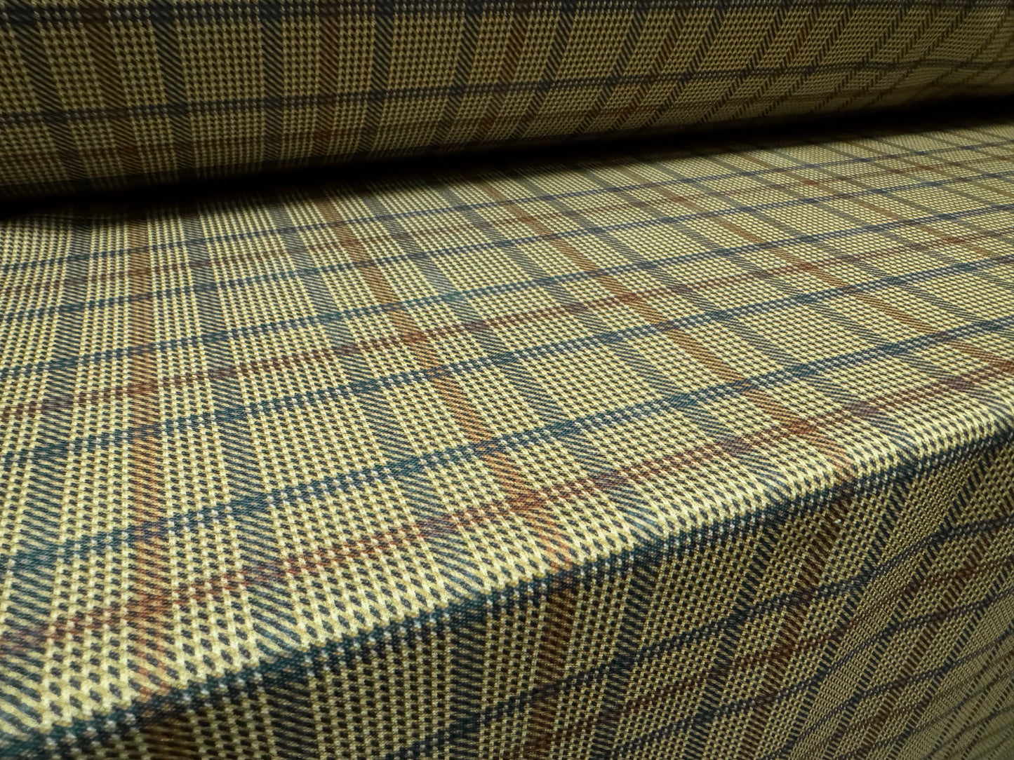 Double jersey upholstery fabric, per metre - British plaid - antique sage