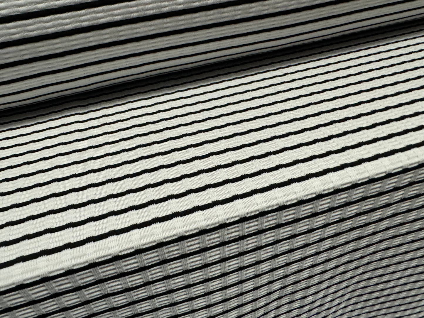 Stretch Spandex rib double jersey fabric, per metre - stripe - white & black