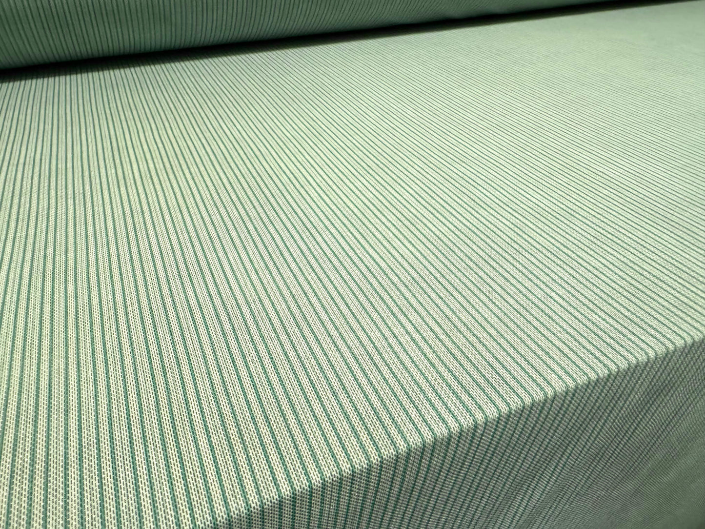 Power mesh net stretch spandex fabric, per metre - pinstripe print - mint green