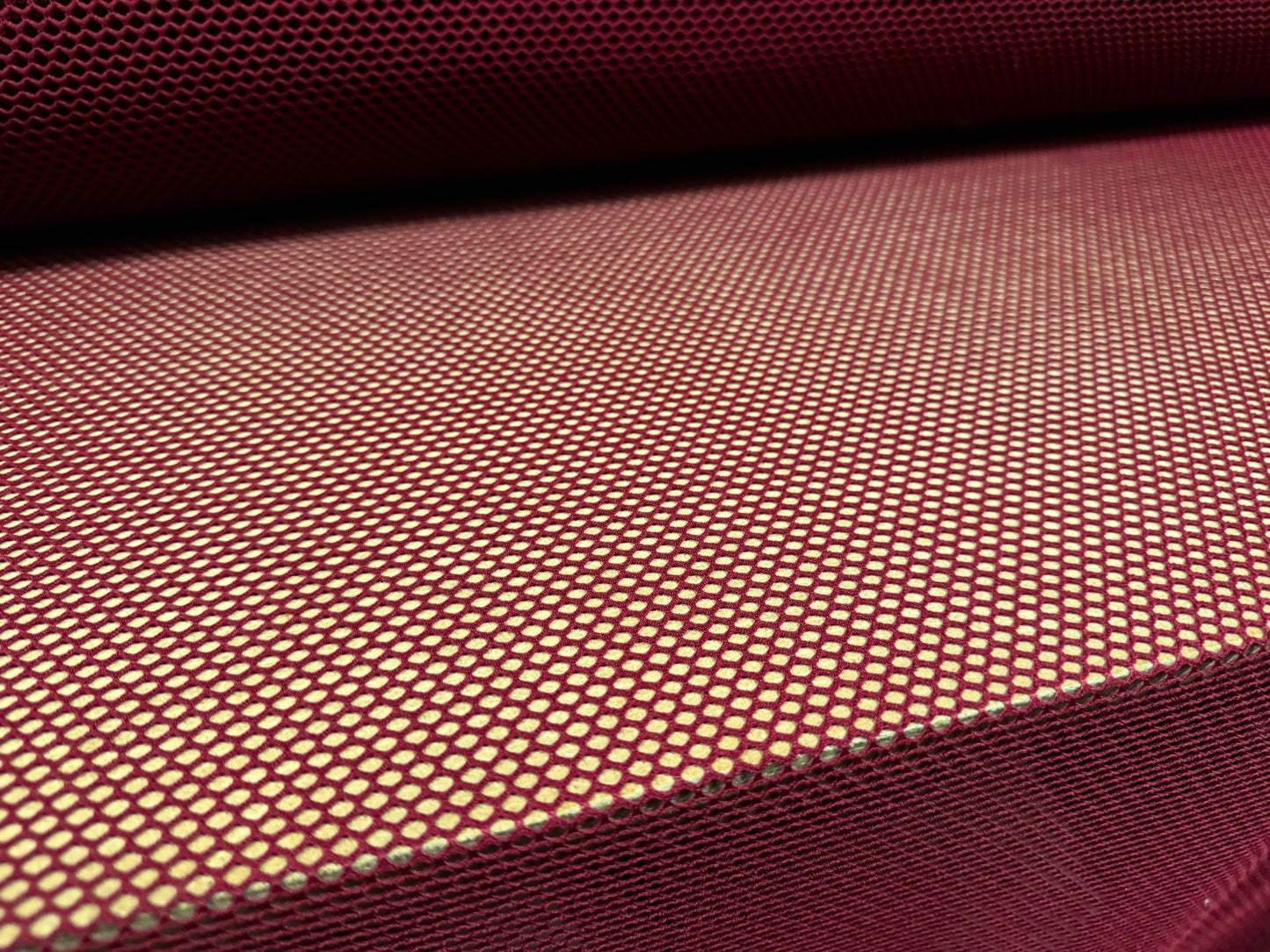 Fishnet stretch spandex mesh jersey fabric, per metre - burgundy