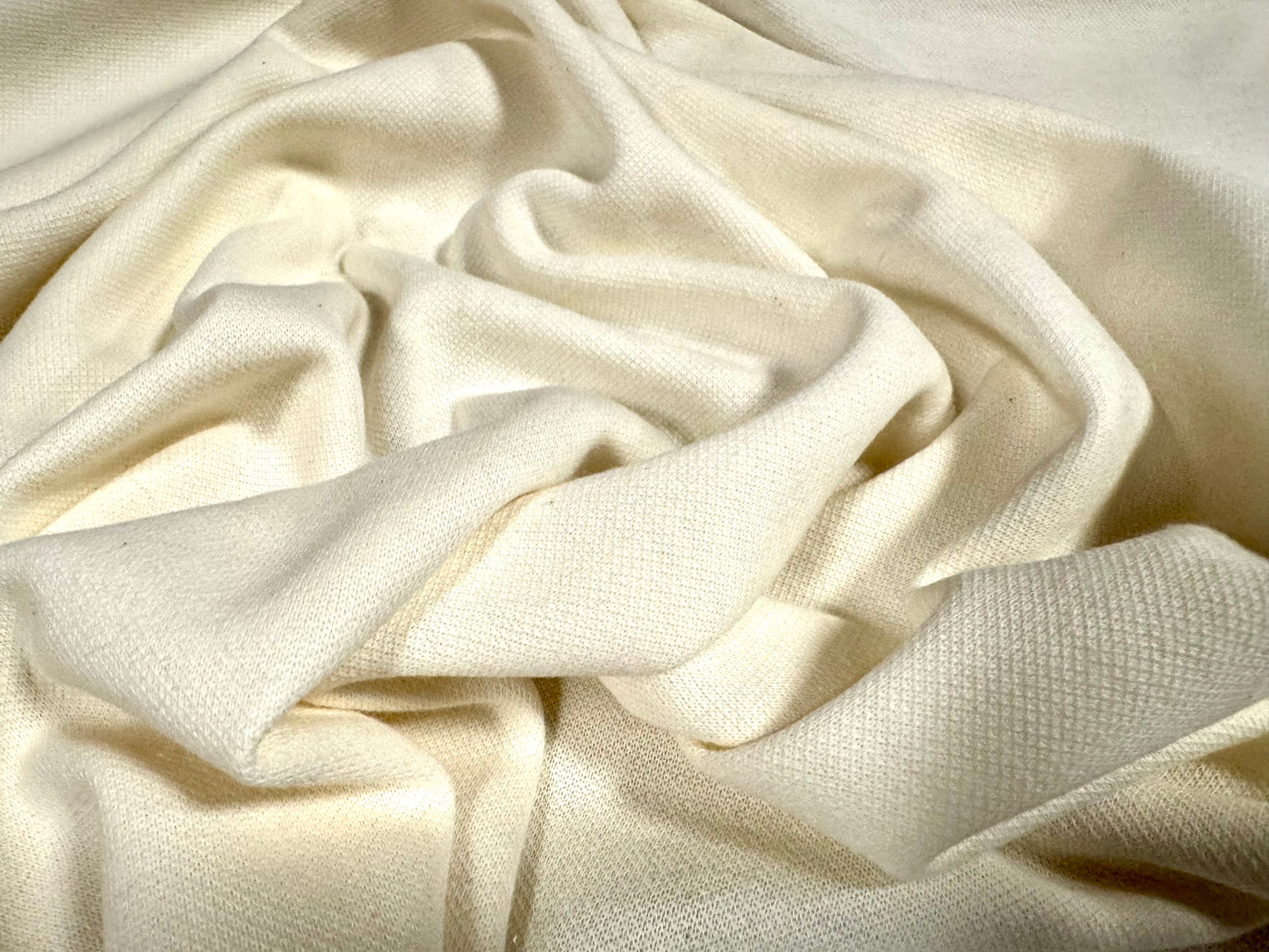 Merino wool soft interlock knitwear fabric, per metre - plain - cream