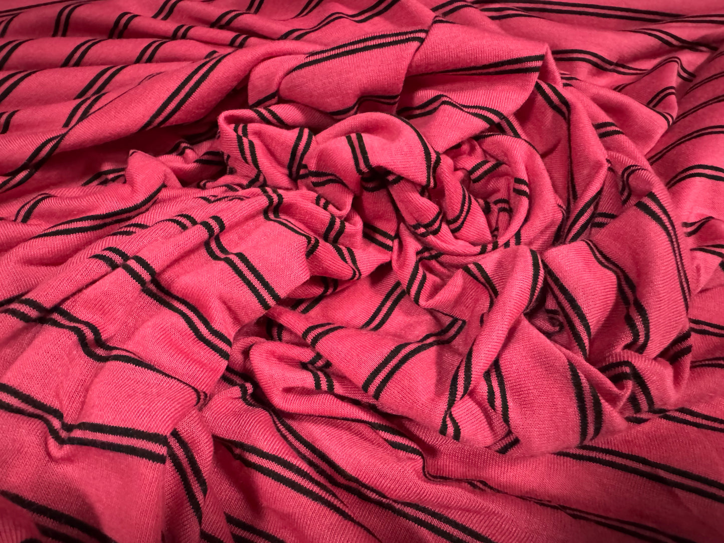Viscose single jersey fashion fabric, per metre - tramline stripe - cerise pink