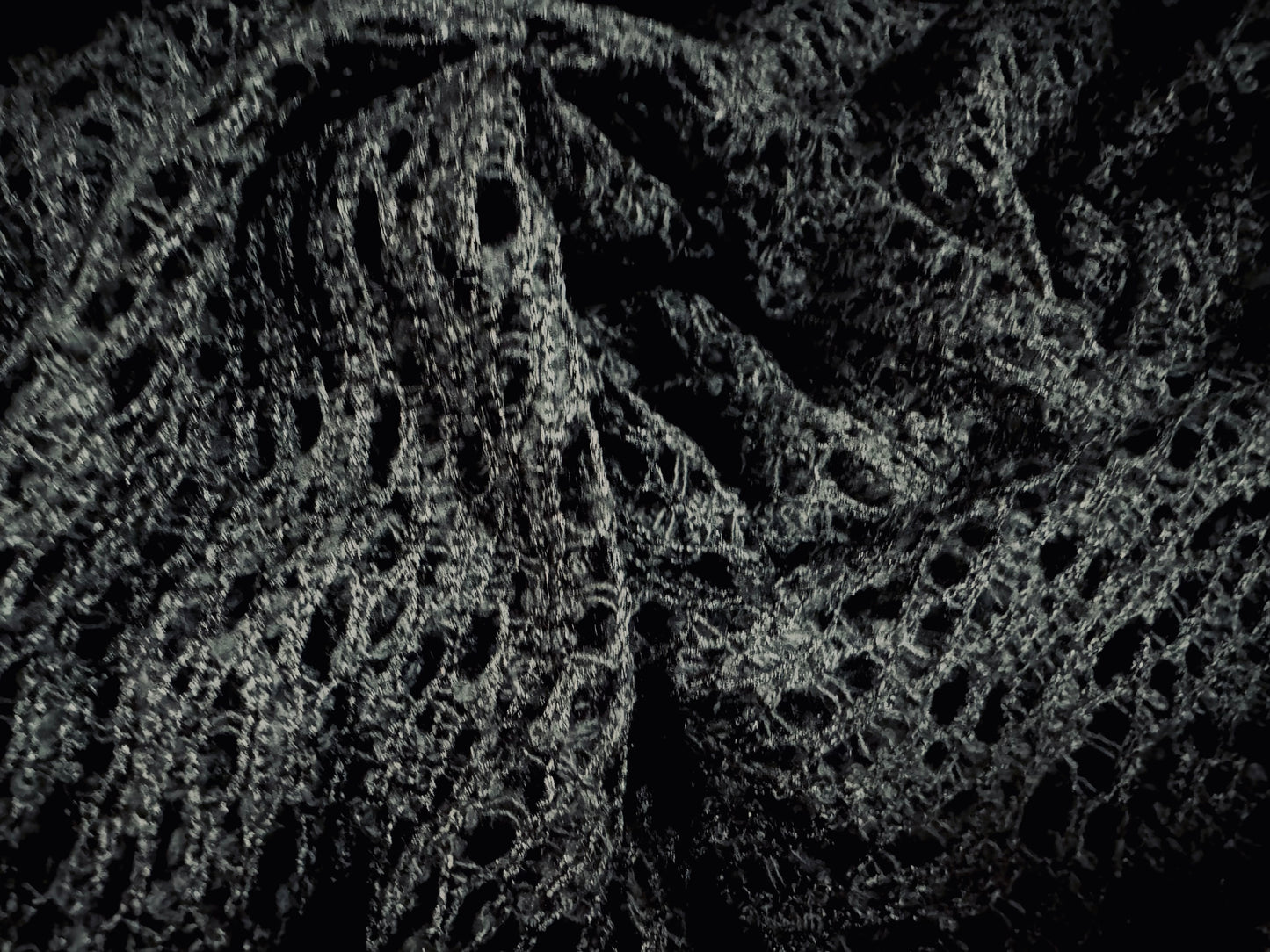 Crochet knit lace fabric, per metre - medium weight - black
