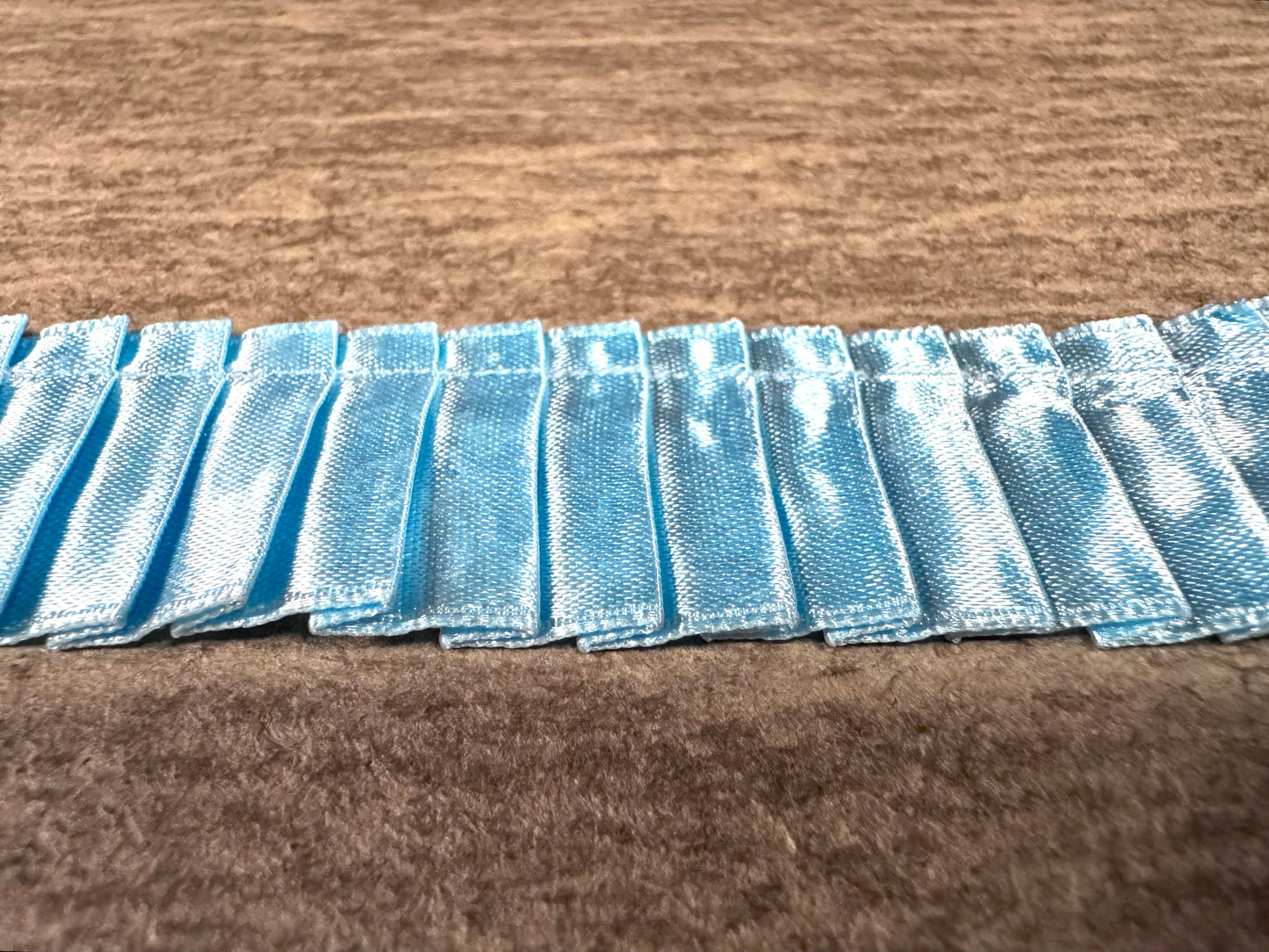 Concertina satin edging trim fabric, per metre - turquoise