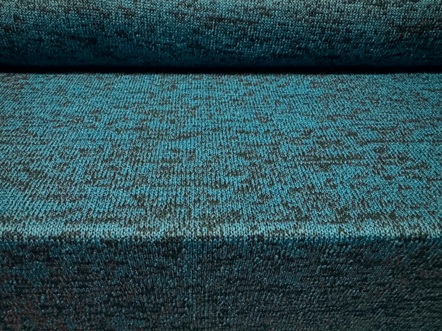 Melange slub double jersey fabric with Terry back, per metre - teal