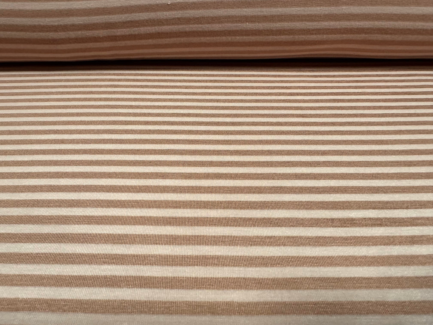 Viscose spandex stretch single jersey fabric, per metre - stripe - nude
