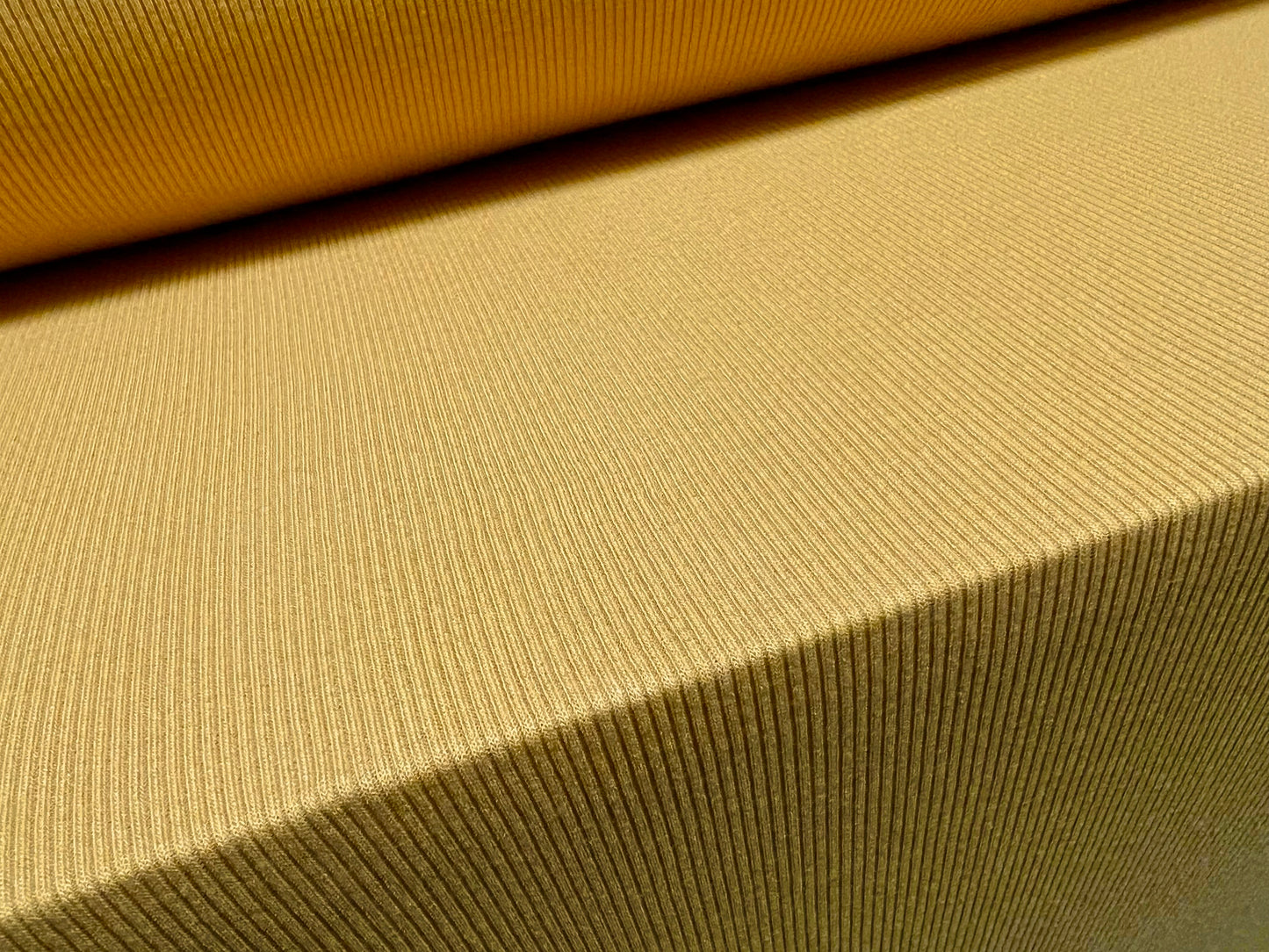 Soft stretch spandex ribbed jersey fabric, per metre - plain - mustard