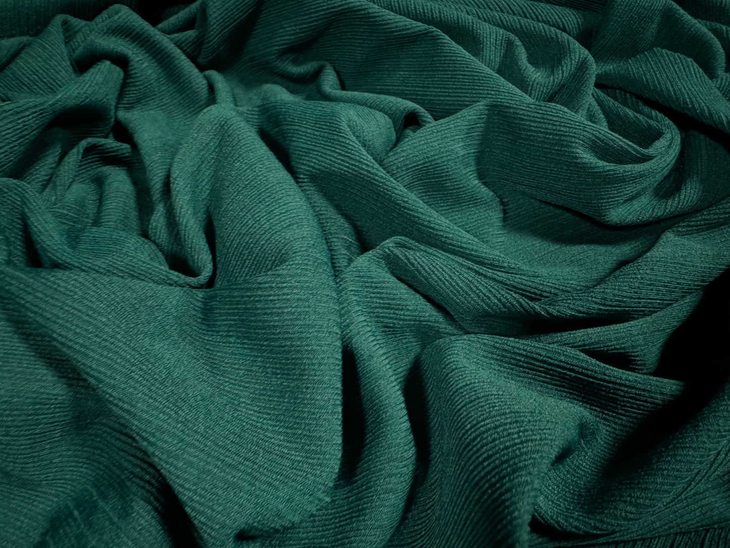 Variated stretch spandex ribbed jersey fabric, per metre - jade green