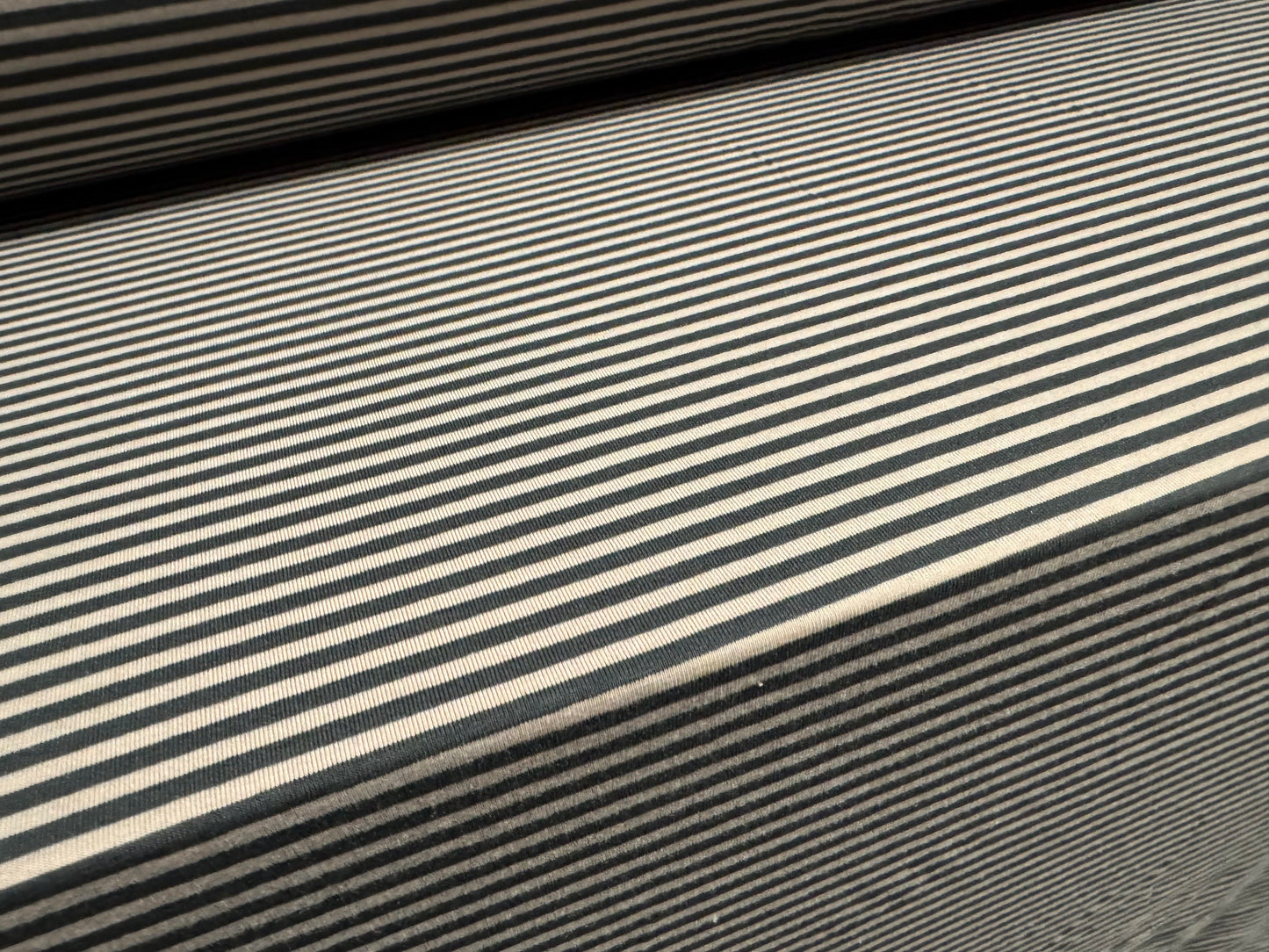 Viscose spandex stretch single jersey fabric, per metre - stripe - grey & stone