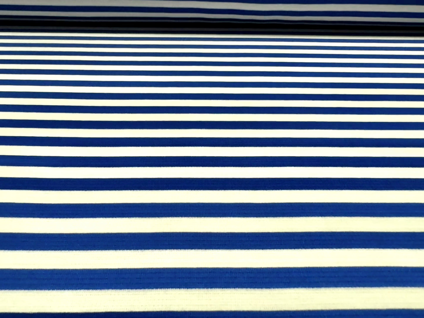 Ponte Roma double jersey knit stretch fabric, per metre - stripe - royal blue & white